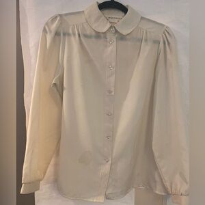 Lady Arrow Ivory semi sheer button down puff sleeve Blouse SM/MED